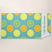 Serviette De Plage Citrus Slice of Summer Personnalisé Turquoise (Devant)