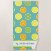 Serviette De Plage Citrus Slice of Summer Personnalisé Turquoise (Devant)