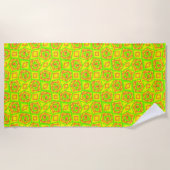 Serviette De Plage Citrus vert orange jaune ombre abstrait Conception (Devant)
