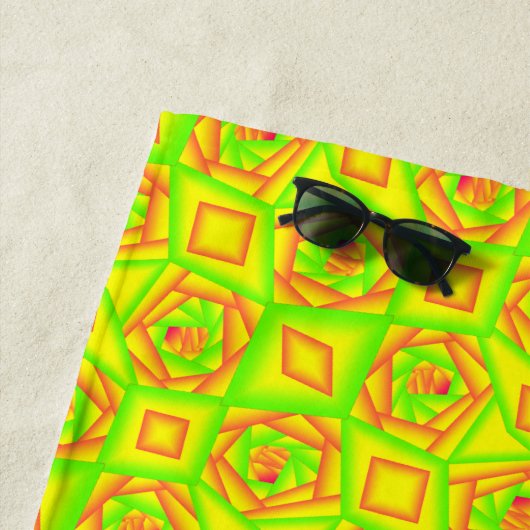 Serviette De Plage Citrus vert orange jaune ombre abstrait Conception (En situation)