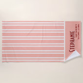 Serviette De Plage City Chic Boho rose rayé (Devant)