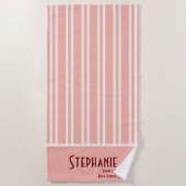 Serviette De Plage City Chic Boho rose rayé (Devant)