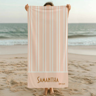 Serviette De Plage City Chic Pale Orange Bachelorette rayée
