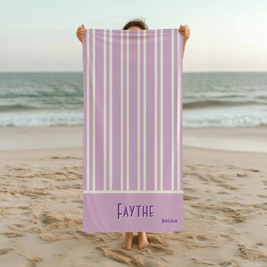 Serviette De Plage City Chic Purple Bridesmaitres rayées
