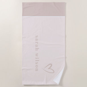 Serviette De Plage Clair Élégant Minimal Simple Clush Pink Heart