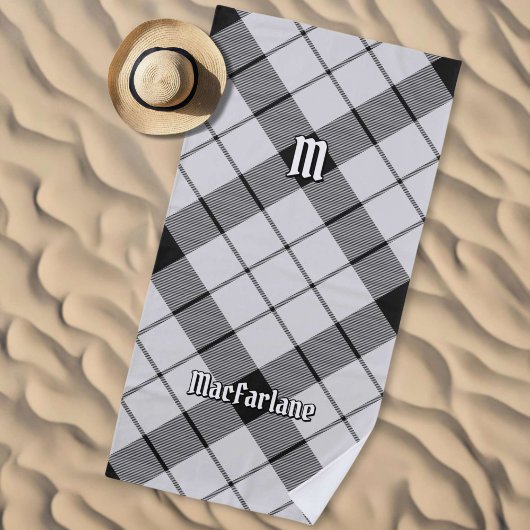 Serviette De Plage Clan MacFarlane Tartan noir et blanc