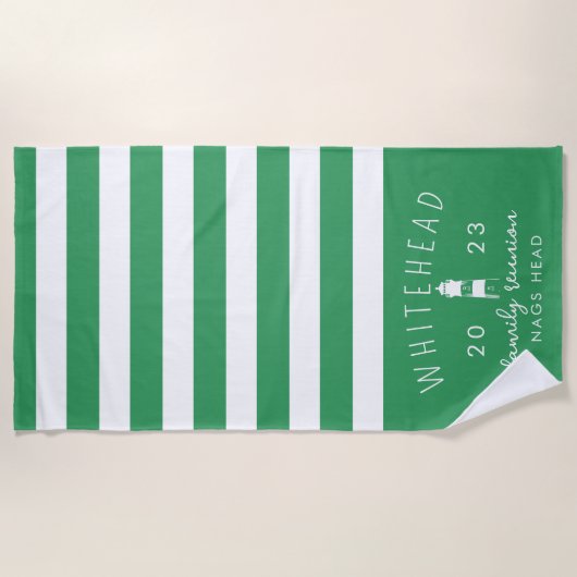Serviette De Plage Clapet de phare nautique Kelly Monogramme vert (Devant)