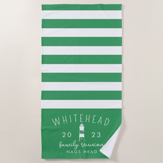 Serviette De Plage Clapet de phare nautique Kelly Monogramme vert (Devant)
