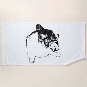 Serviette De Plage Clarité de Corgi monochrome