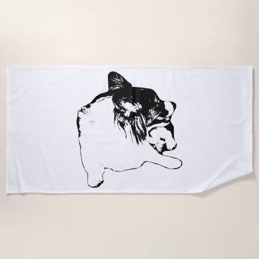 Serviette De Plage Clarité de Corgi monochrome (Devant)