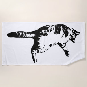 Serviette De Plage Clarité de tabby monochrome