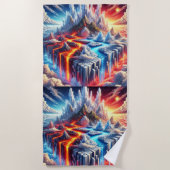 Serviette De Plage Clash Skyward : L'île du feu et de la glace (Devant)