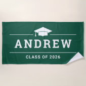 Serviette De Plage Classe de 2023 Dark Green Custom Graduate Name (Devant)