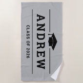 Serviette De Plage Classe de 2023 Grey Nom du diplômé personnalisé (Devant)
