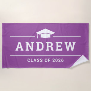 Serviette De Plage Classe de 2023 Purple Personnalisé Nom du diplômé
