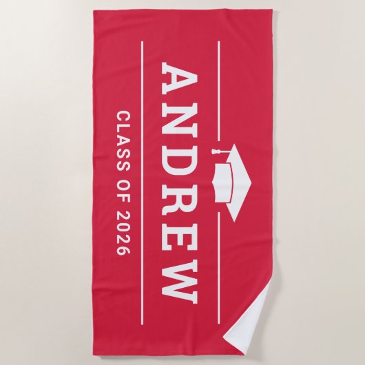 Serviette De Plage Classe de 2023 Red Custom Graduate Name (Devant)
