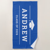 Serviette De Plage Classe de 2023 Royal Blue Custom Graduate Name (Devant)