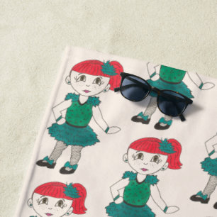 Serviette De Plage Classe de danse Tap personnalisée Redhead Freckles