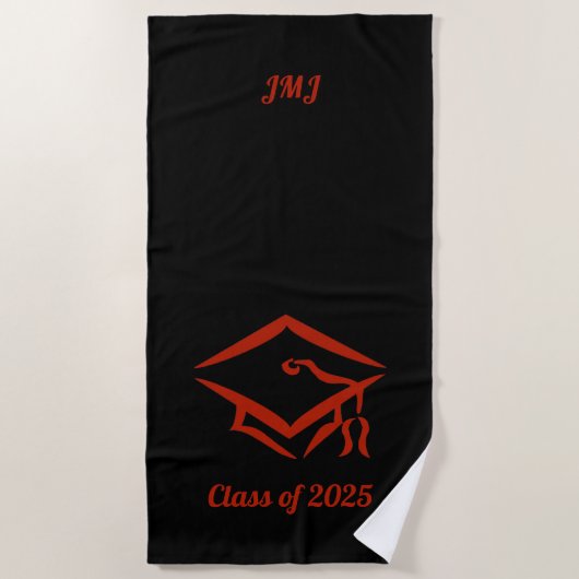 Serviette De Plage Classe de graduation de 2025 BLKBRD Custom Année N (Devant)