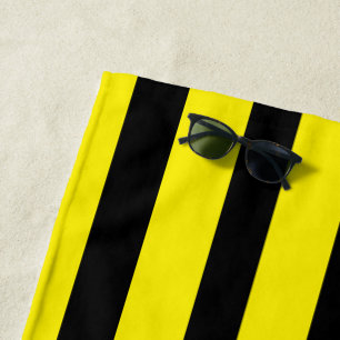 Serviette De Plage Classic Bright Jaune et Noir rayé
