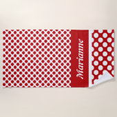Serviette De Plage Classic Nommé Pot Polka Rouge & Blanc (Devant)