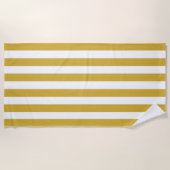 Serviette De Plage Classic Vertical Gold Yellow Blancs rayés (Devant)