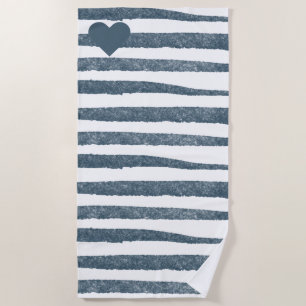 Serviette De Plage Classique bleu et blanc rayé destination rustique