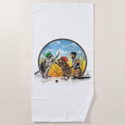 Serviette De Plage Classique des créatures de hockey (Devant)