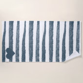 Serviette De Plage Classique Destination Rustique Rayée Bleu Et Blanc (Devant)