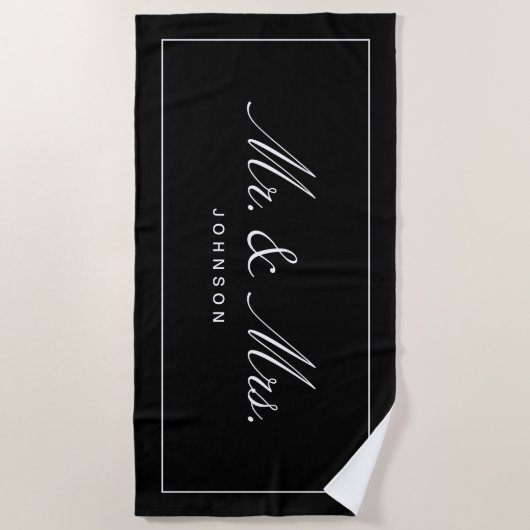 Serviette De Plage Classique M. & Mme Nom personnalisé Serviette, Cad (Devant)