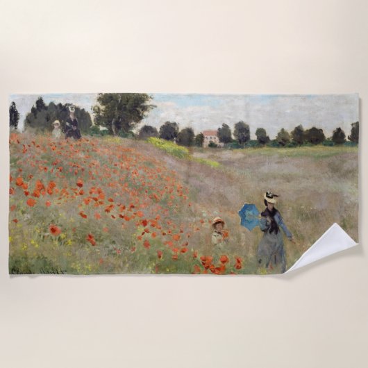 Serviette De Plage Claude Monet - Champ de coquelicots (Devant)