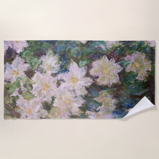 Serviette De Plage Claude Monet - Clematis blanc (Devant)