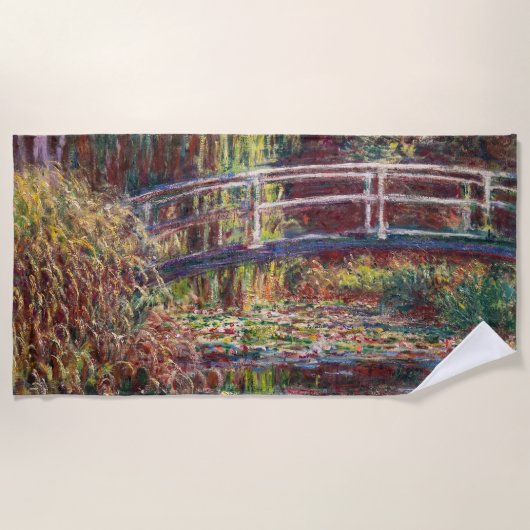 Serviette De Plage Claude Monet - Eau Lily étang, Harmonie rose (Devant)