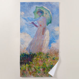 Serviette De Plage Claude Monet - Femme avec Parasol face à gauche
