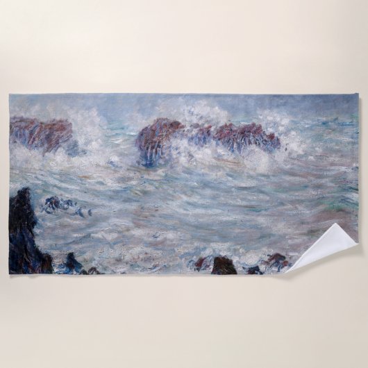 Serviette De Plage Claude Monet - Tempête au large de la côte Belle-Î (Devant)