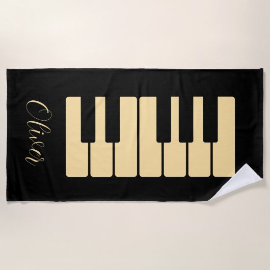Serviette De Plage Clavier de piano Musicien personnalisé (Devant)