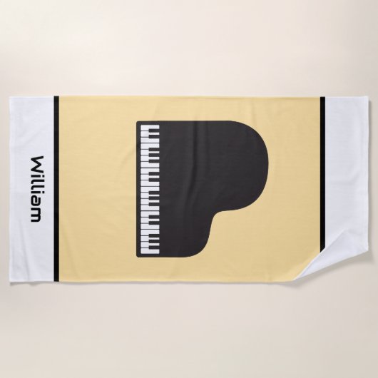 Serviette De Plage Clavier de piano Musicien personnalisé (Devant)