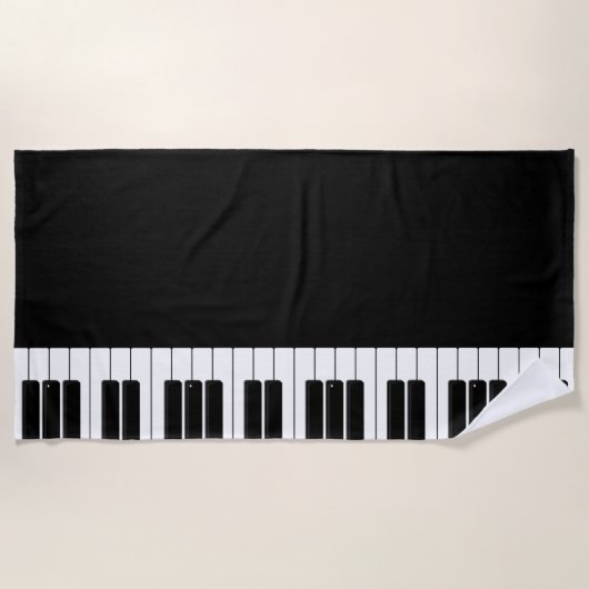 Serviette De Plage Clavier de piano noir et blanc (Devant)
