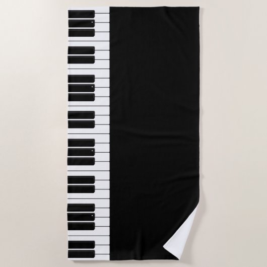 Serviette De Plage Clavier de piano noir et blanc (Devant)