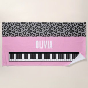Serviette De Plage Clavier de piano Personnalisé Musicien rose