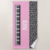 Serviette De Plage Clavier de piano Personnalisé Musicien rose (Devant)