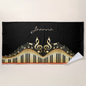 Serviette De Plage Clavier Or Et Bande Rouge (Devant)