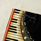 Serviette De Plage Clavier Or Et Bande Rouge (En situation)