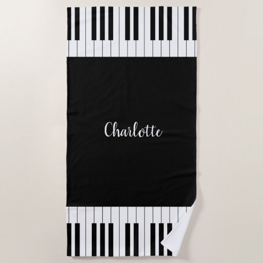 Serviette De Plage Clavier pour piano, noir et blanc (Devant)