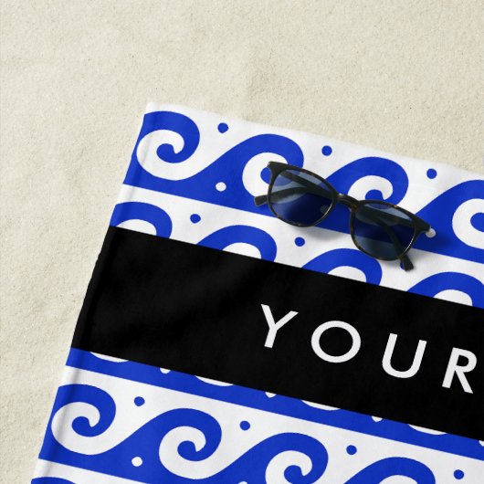 Serviette De Plage Clé de méandre grecque, Clé de vague, Bleu, Votre  (En situation)