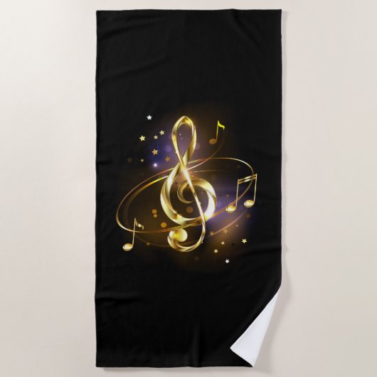 Serviette De Plage Clé de Sol en Or Musique (Devant)
