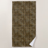 Serviette De Plage Clé grecque noire et or Motif (Devant)