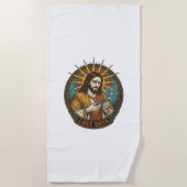 Serviette De Plage Clé USB écrasée par Jésus Perte de données Humour_ (Devant)