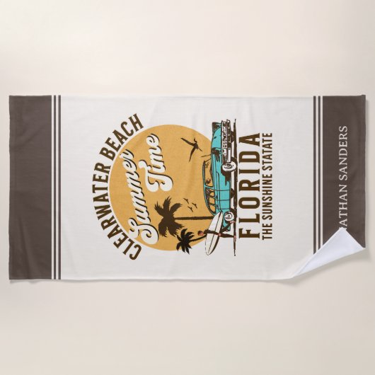 Serviette De Plage ClearWater Beach Florida Summer Time (Devant)