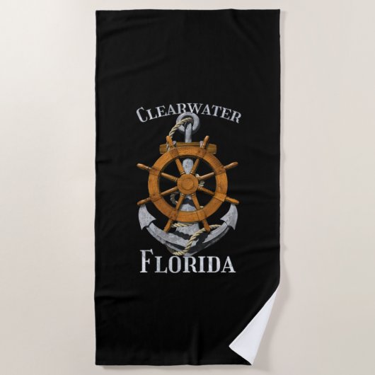 Serviette De Plage Clearwater Florida Vacation Ancre nautique Helm S (Devant)